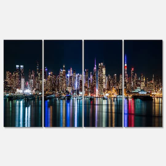 Designart - New York Midtown Night Panorama